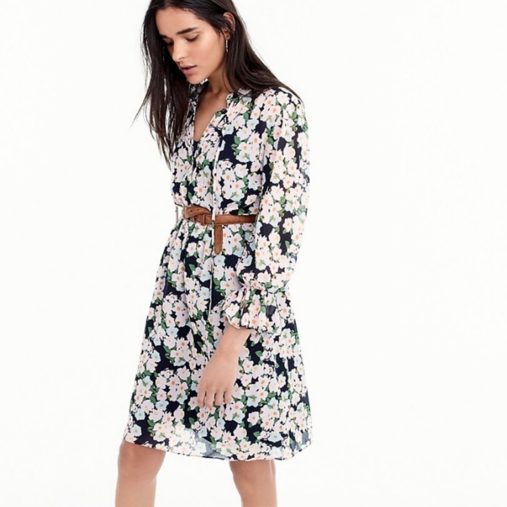 J. CREW Floral Chiffon Dress